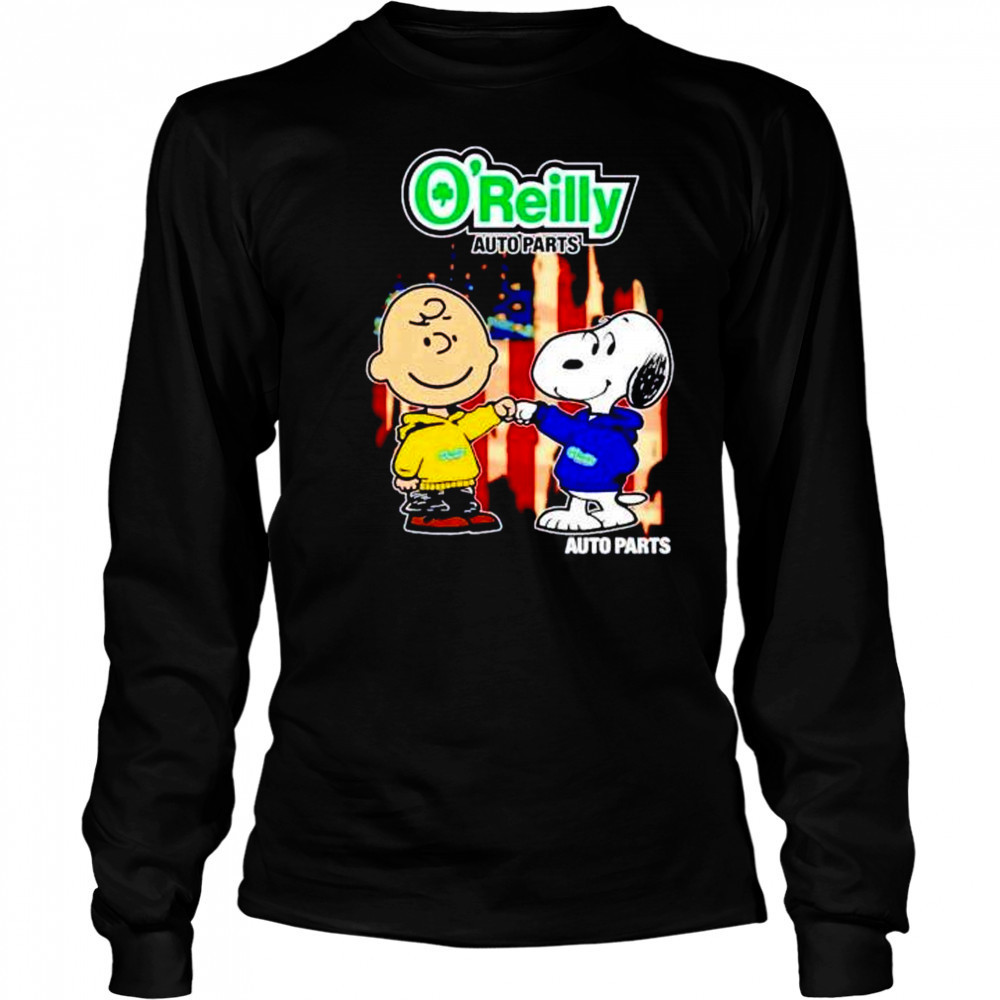 O’Reilly Auto Parts Charlie Brown and Snoopy shirt Long Sleeved