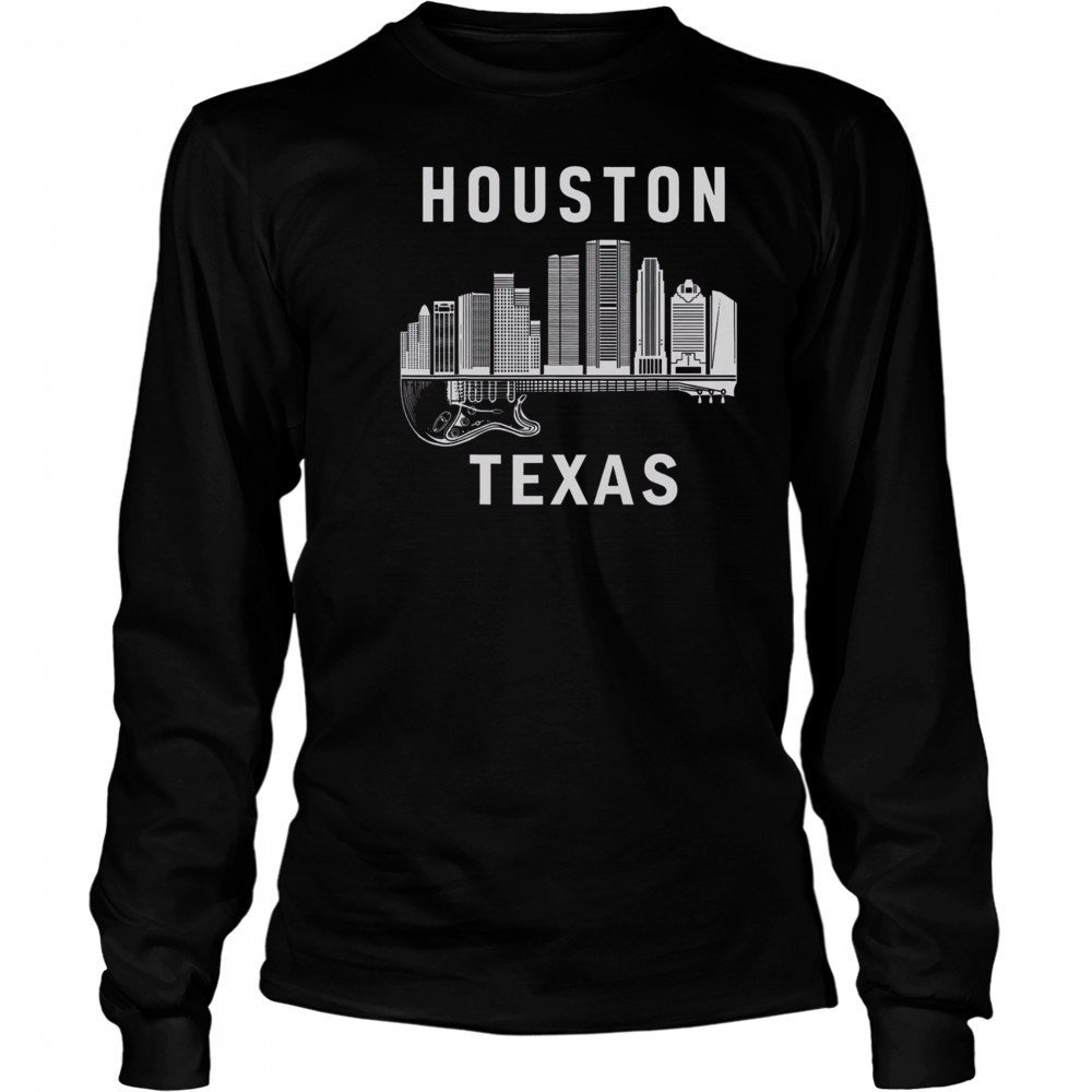 Top Houston City Skyline Music Texas Souvenir Houston T-Shirt Long Sleeved