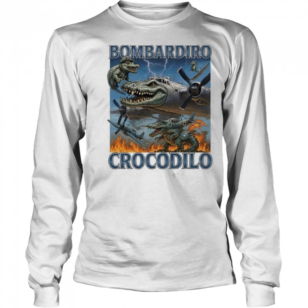Bombardiro Crocodilo Italian Brainrot Meme Shirt Long Sleeved