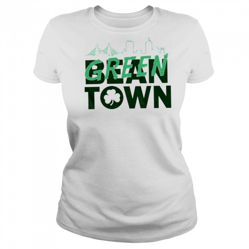 Boston basketball green town skyline shirt Women's T-shirt