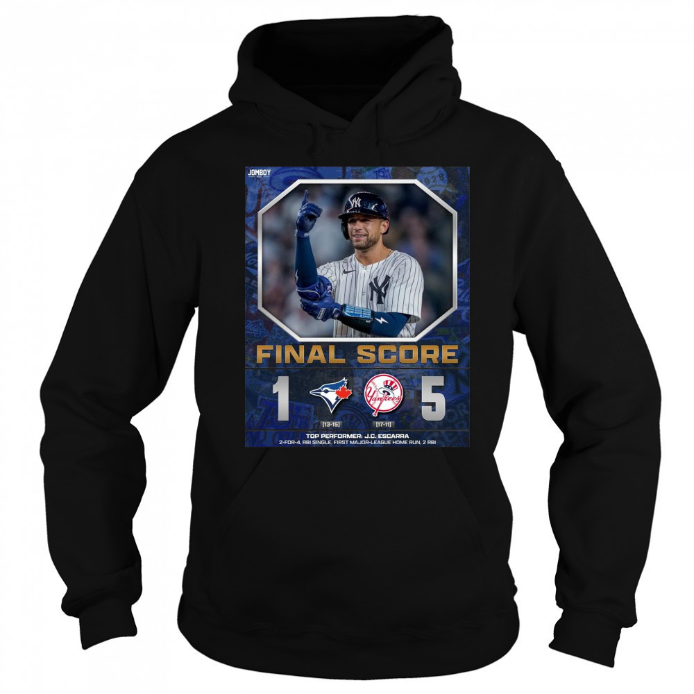 Poster New York Yankees Win Toronto Blue Jays Final Score 5 – 1 Top Performer J.C. Escarra t-shirt Hoodie