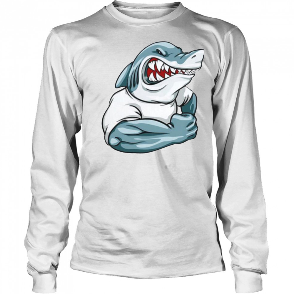 Strong shark gym shirt Long Sleeved