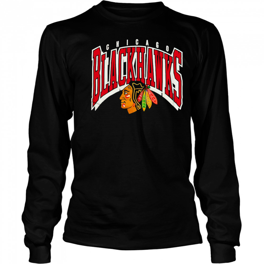 Chicago Blackhawks arc letters logo shirt Long Sleeved
