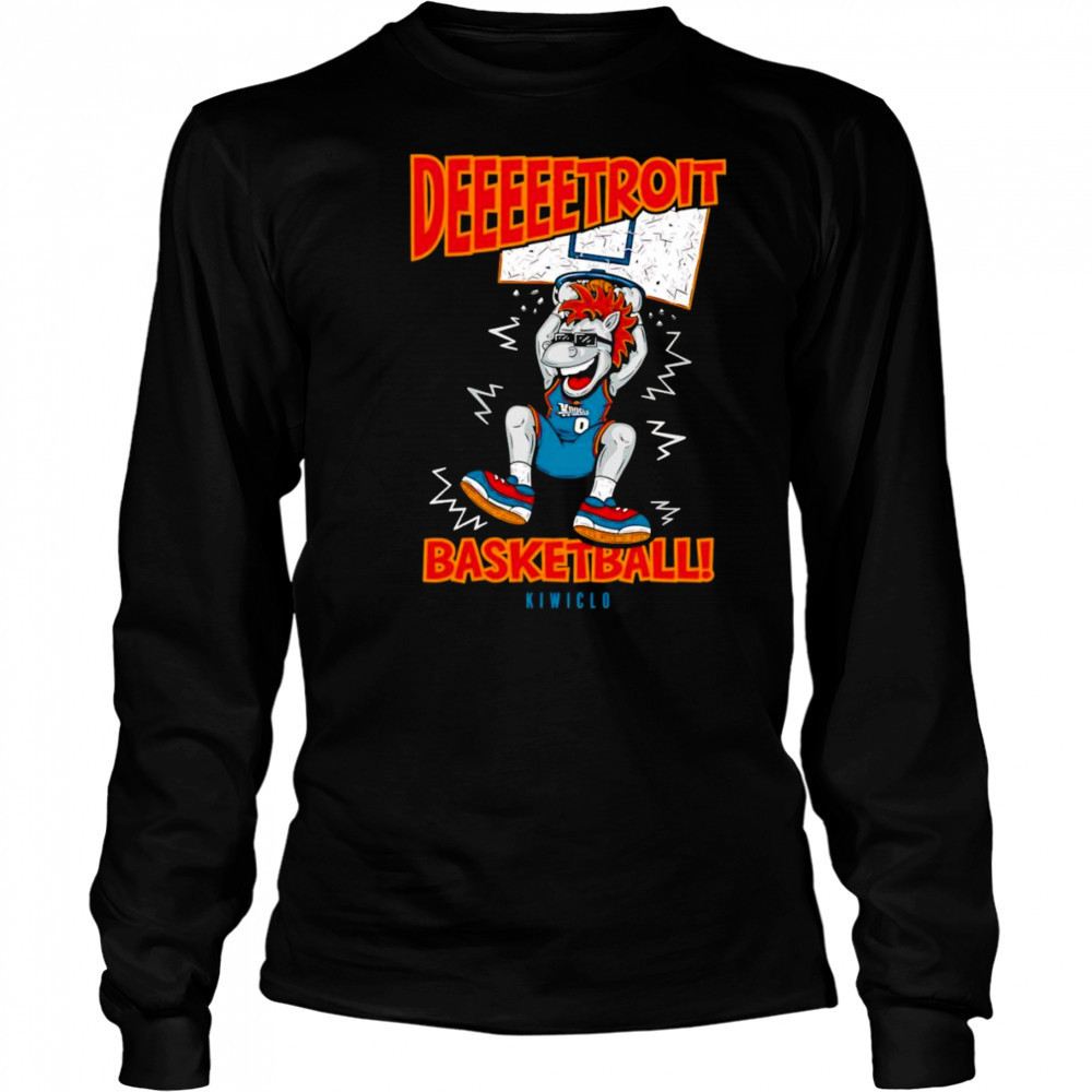 Deeeetroit basketball dunk mascot shirt Long Sleeved