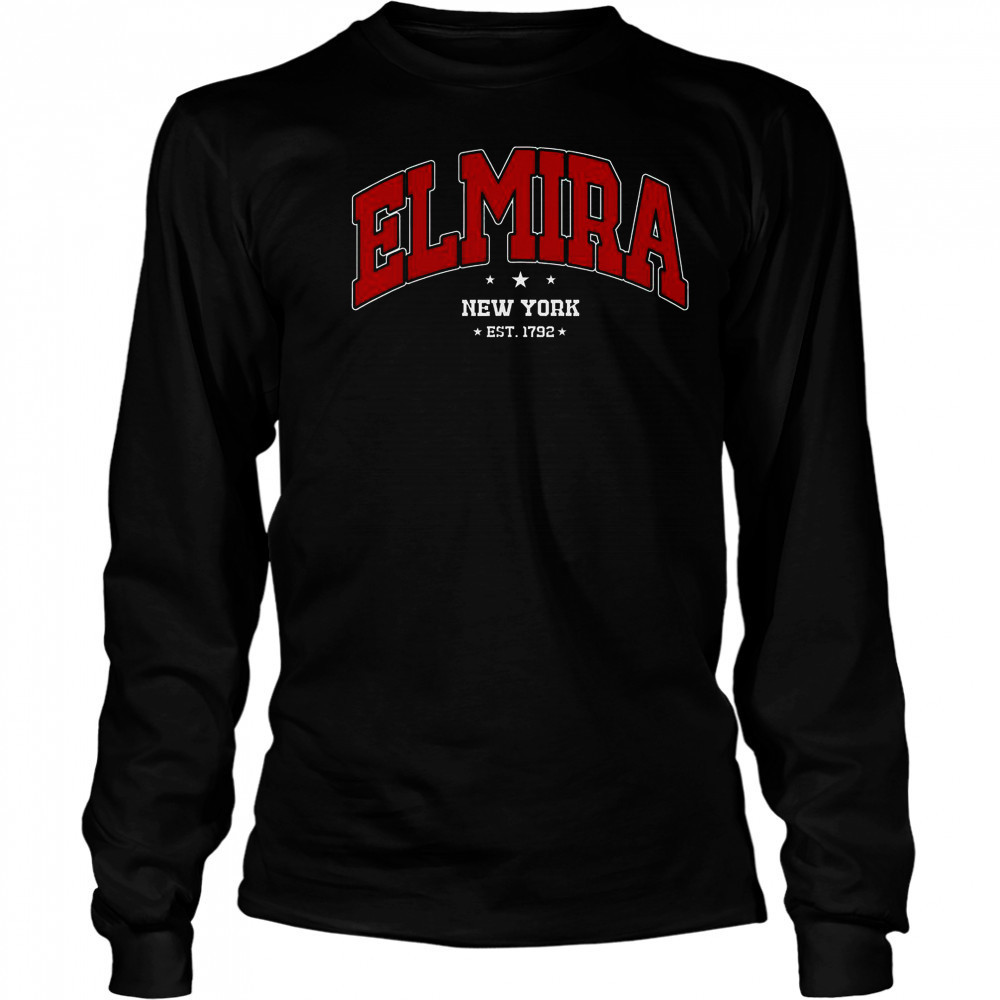 Elmira New York NY Souvenir College T-Shirt Long Sleeved