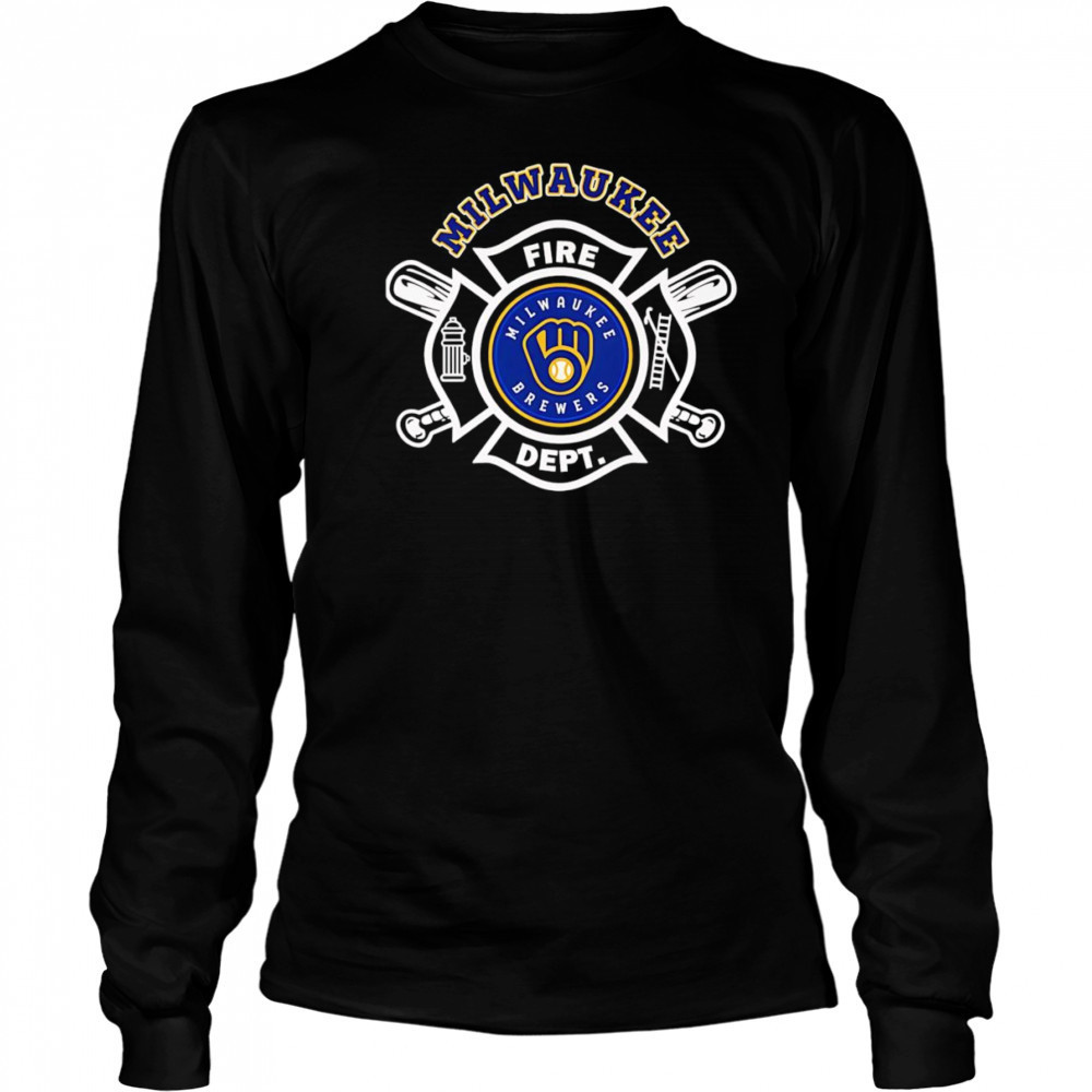Fire dept Milwaukee Brewers baseball shirt Long Sleeved
