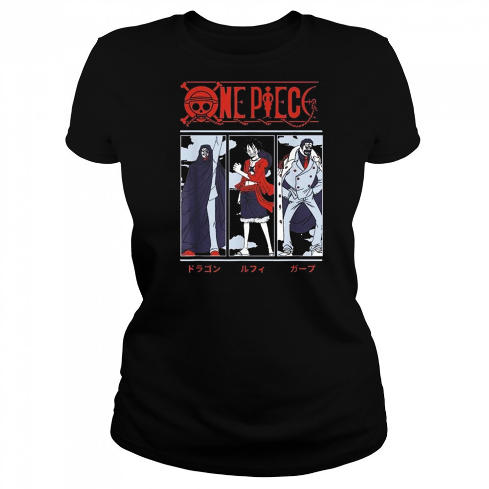One Piece Anime Meet The Monkeys Dragon Luffy And Garp Shirt Women's T-shirt