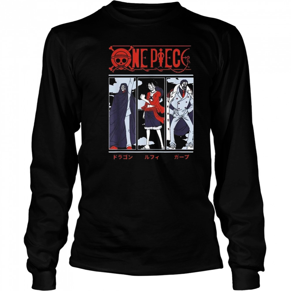 One Piece Anime Meet The Monkeys Dragon Luffy And Garp Shirt Long Sleeved