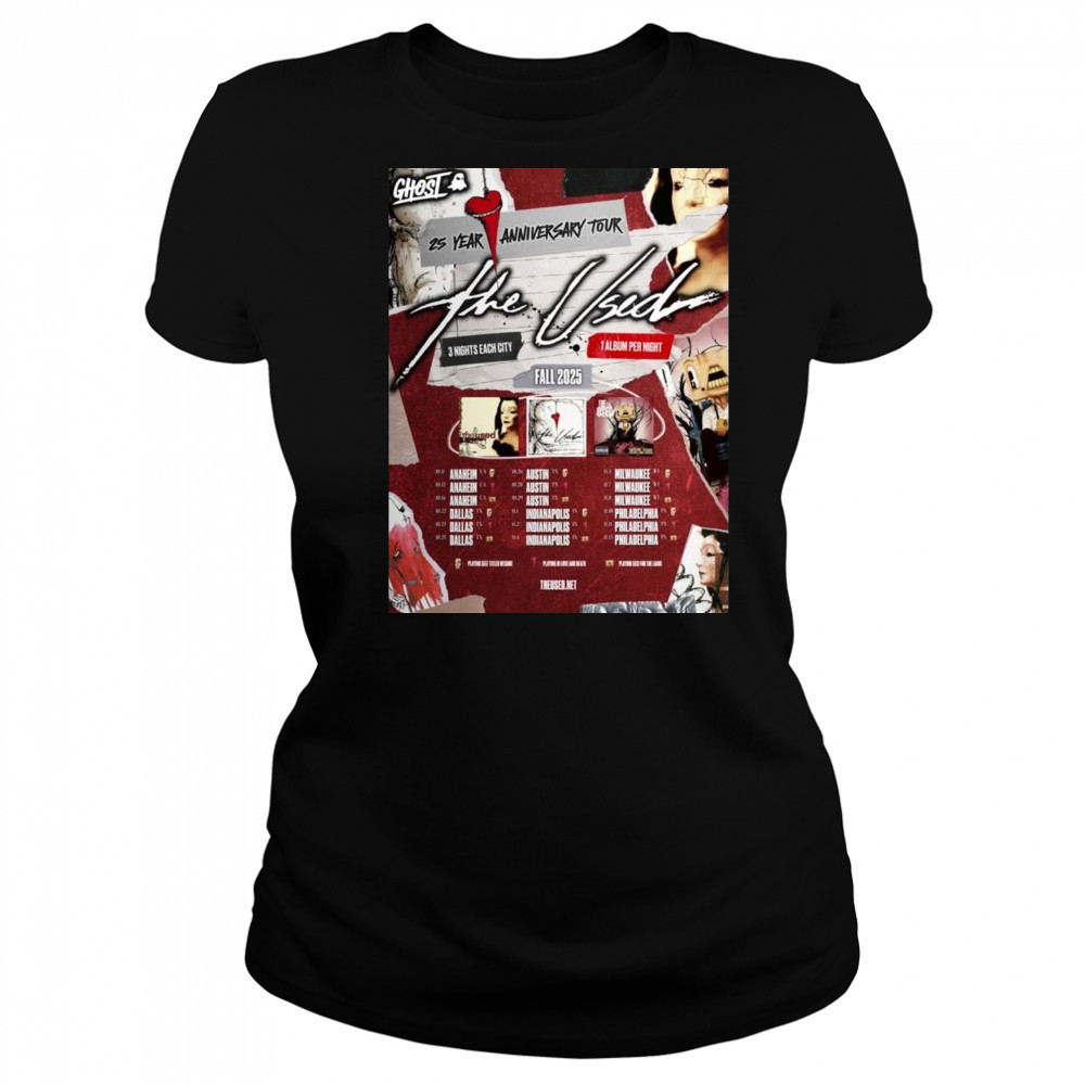 The Used 25th Anniversary Tour Fall 2025 Schedule Tour Shirt Women's T-shirt