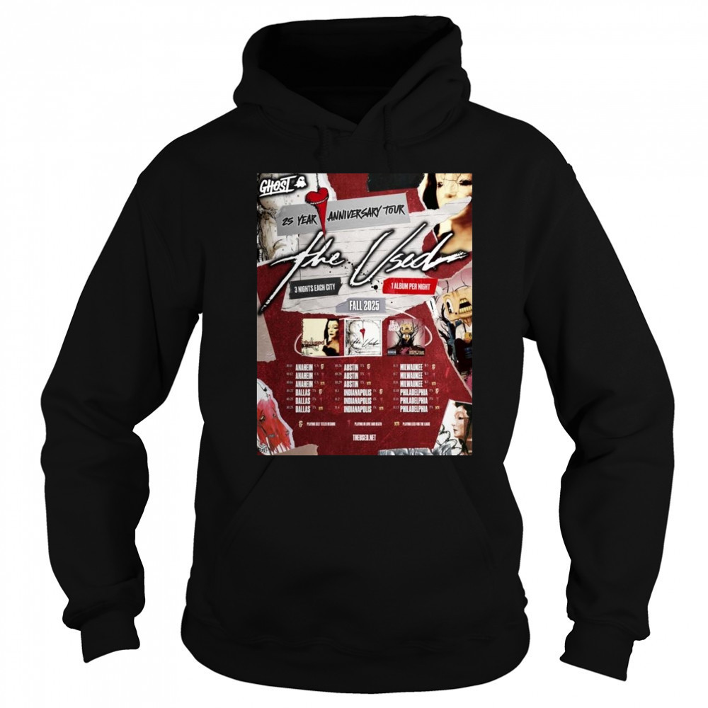 The Used 25th Anniversary Tour Fall 2025 Schedule Tour Shirt Hoodie