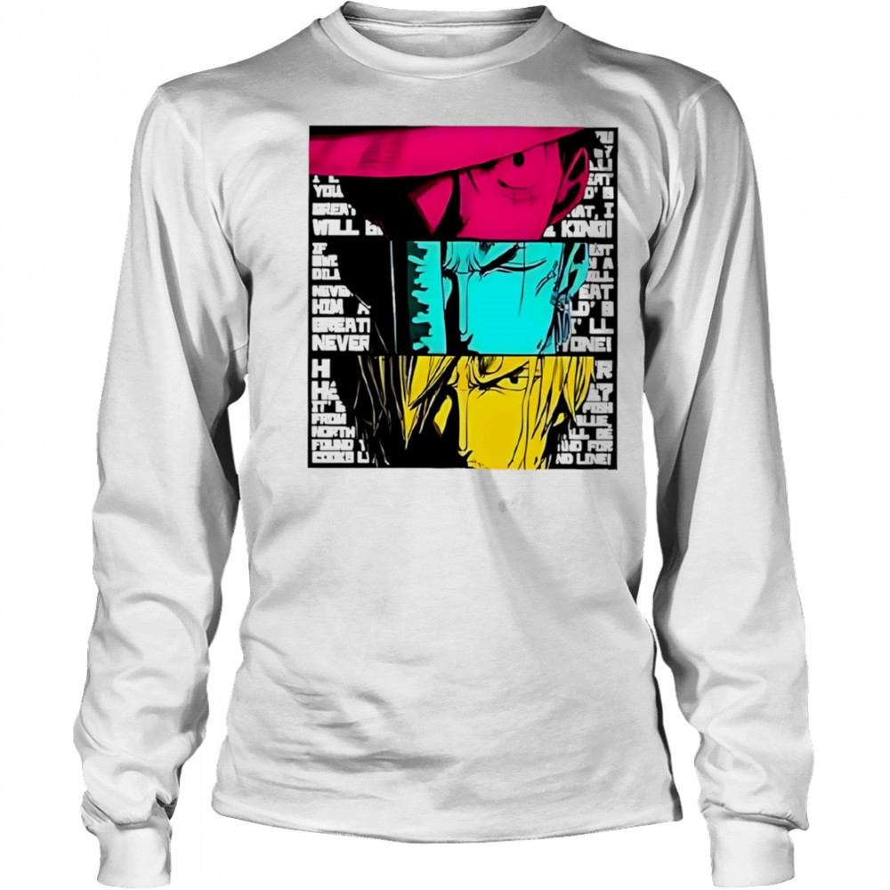 Luffy zoro and sanjI anime crew shirt Long Sleeved