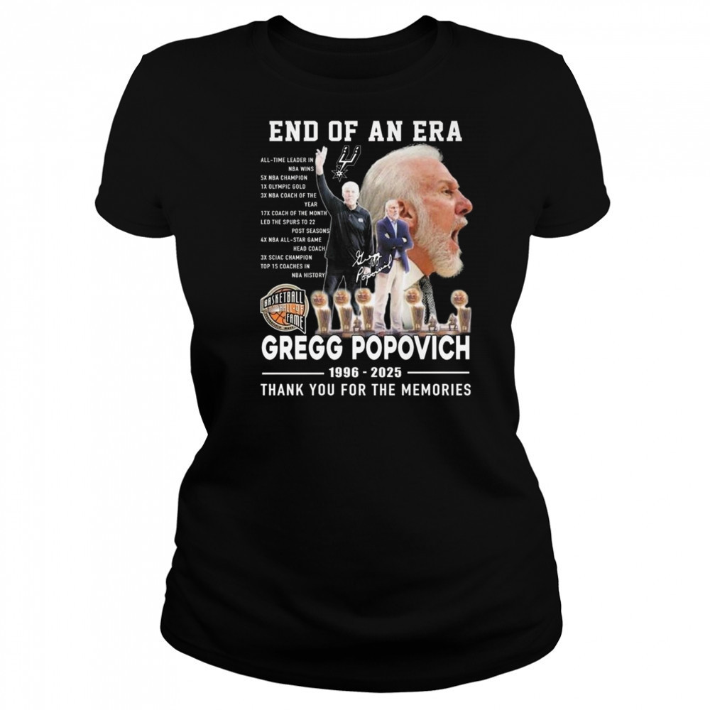 End Of An Era Gregg Popovich 1996-2025 Thank You For The Memories Shirt Women's T-shirt
