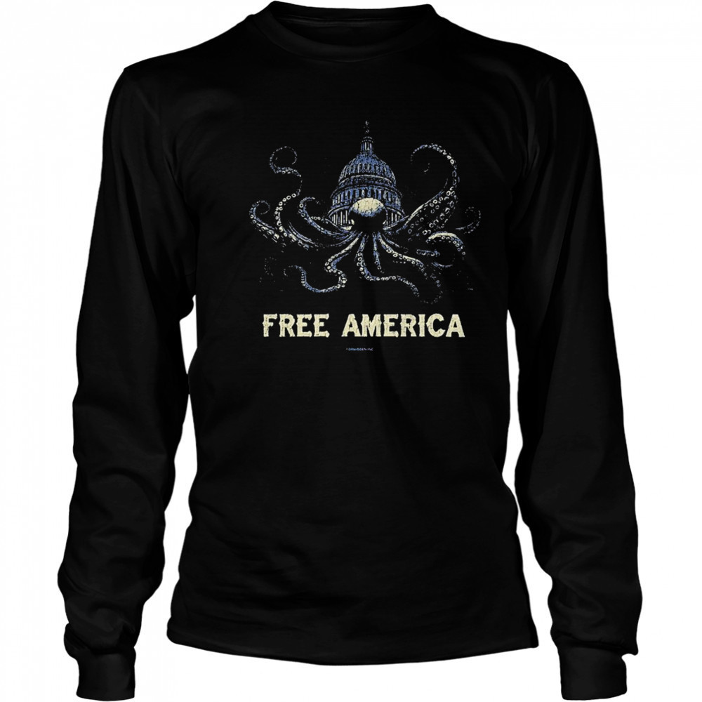 Free America Octopus T-shirt Long Sleeved