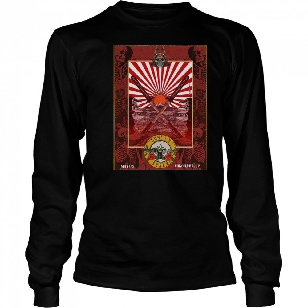 Guns N’ Roses 2025 Tour Event By Ramiro Samurai Artwork Style At Yokohama Japan May 5 Poster t-shirt Long Sleeved