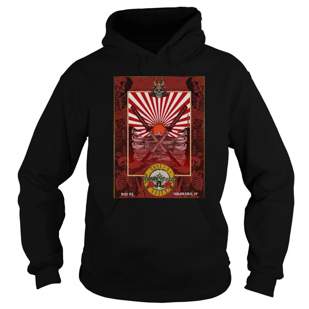 Guns N’ Roses 2025 Tour Event By Ramiro Samurai Artwork Style At Yokohama Japan May 5 Poster t-shirt Hoodie
