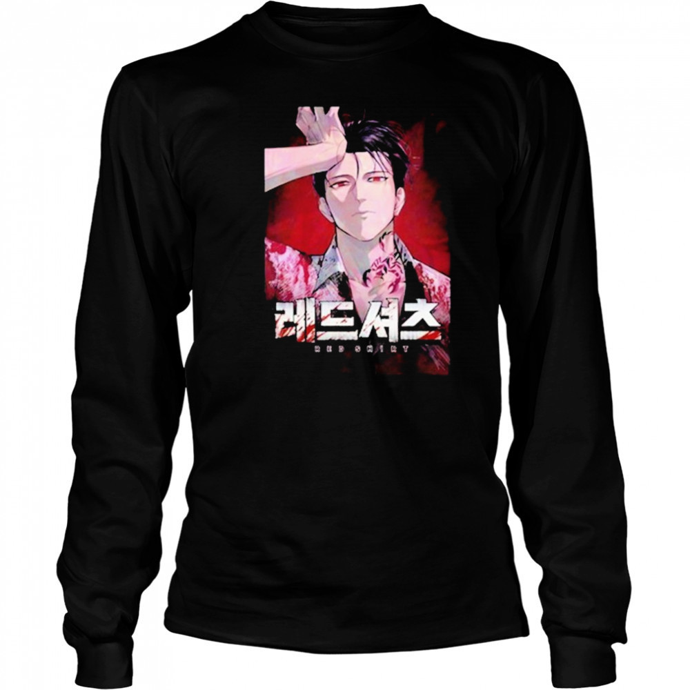 Red Shirt Manga Waifu T-shirt Long Sleeved
