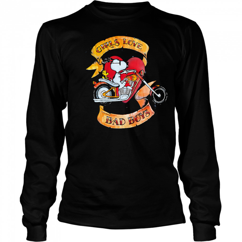 Snoopy girls love bad boys shirt Long Sleeved