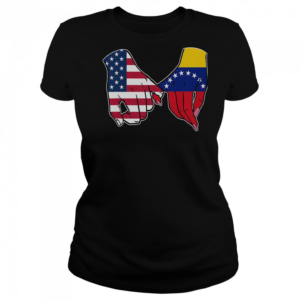 USA And Venezuela Flags Hands Together T-Shirt Women's T-shirt