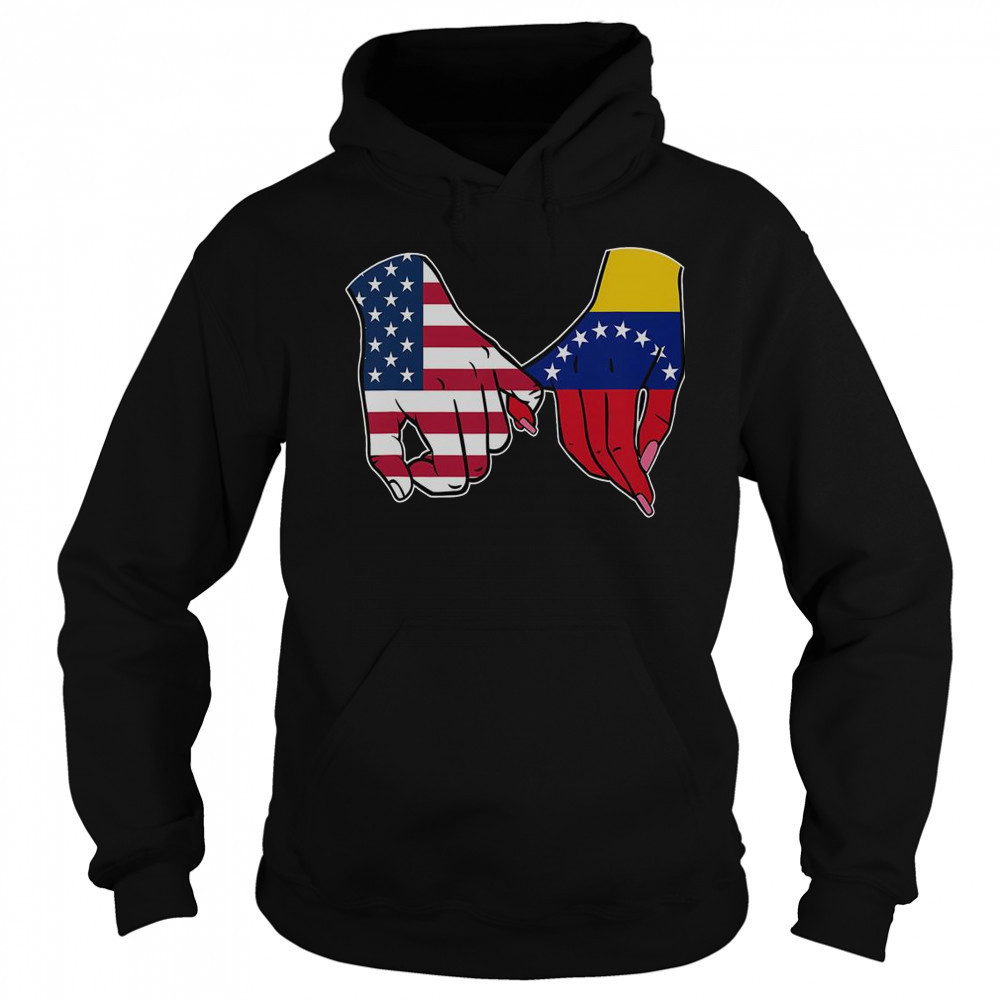 USA And Venezuela Flags Hands Together T-Shirt Hoodie