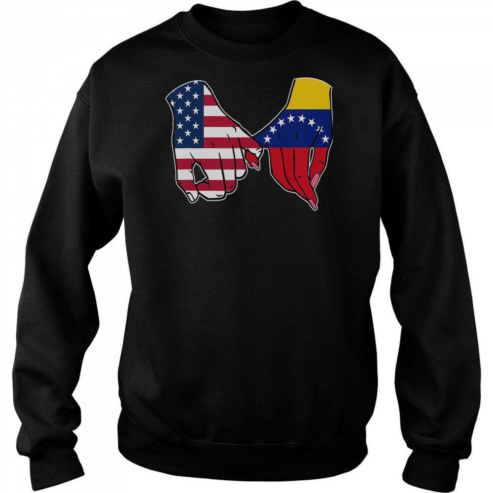 USA And Venezuela Flags Hands Together T-Shirt Sweatshirt