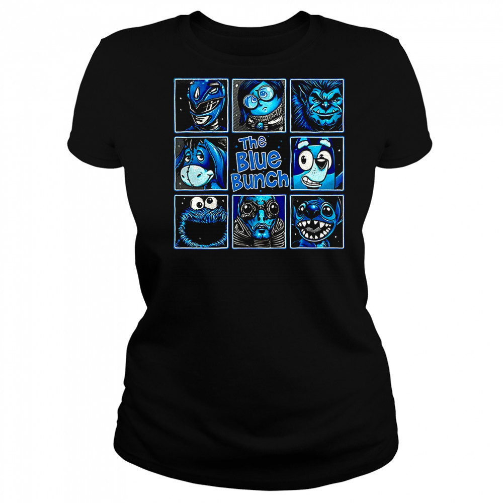 Blue Ranger Sadness Beast Eeyore Bluey Cookie Monster Abe Sapien and Stitch The Blue Bunch shirt Women's T-shirt