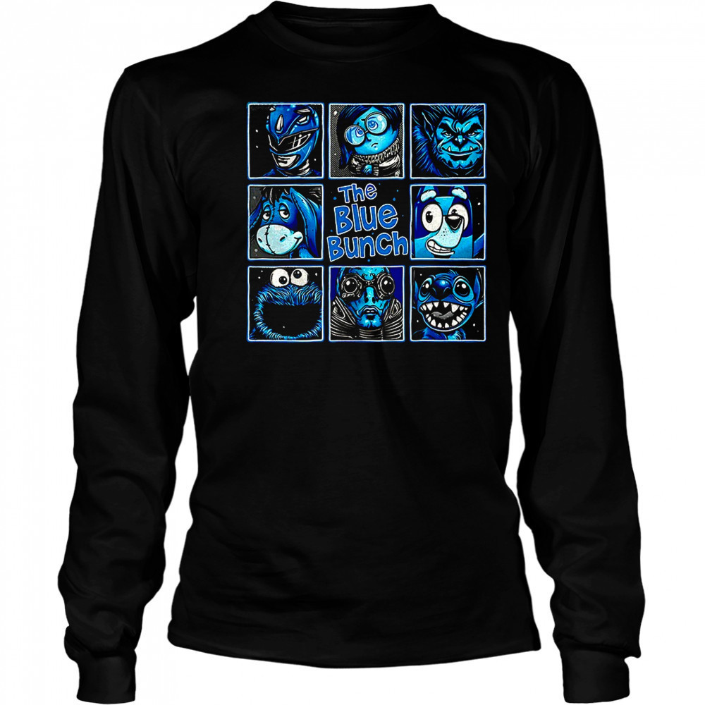 Blue Ranger Sadness Beast Eeyore Bluey Cookie Monster Abe Sapien and Stitch The Blue Bunch shirt Long Sleeved