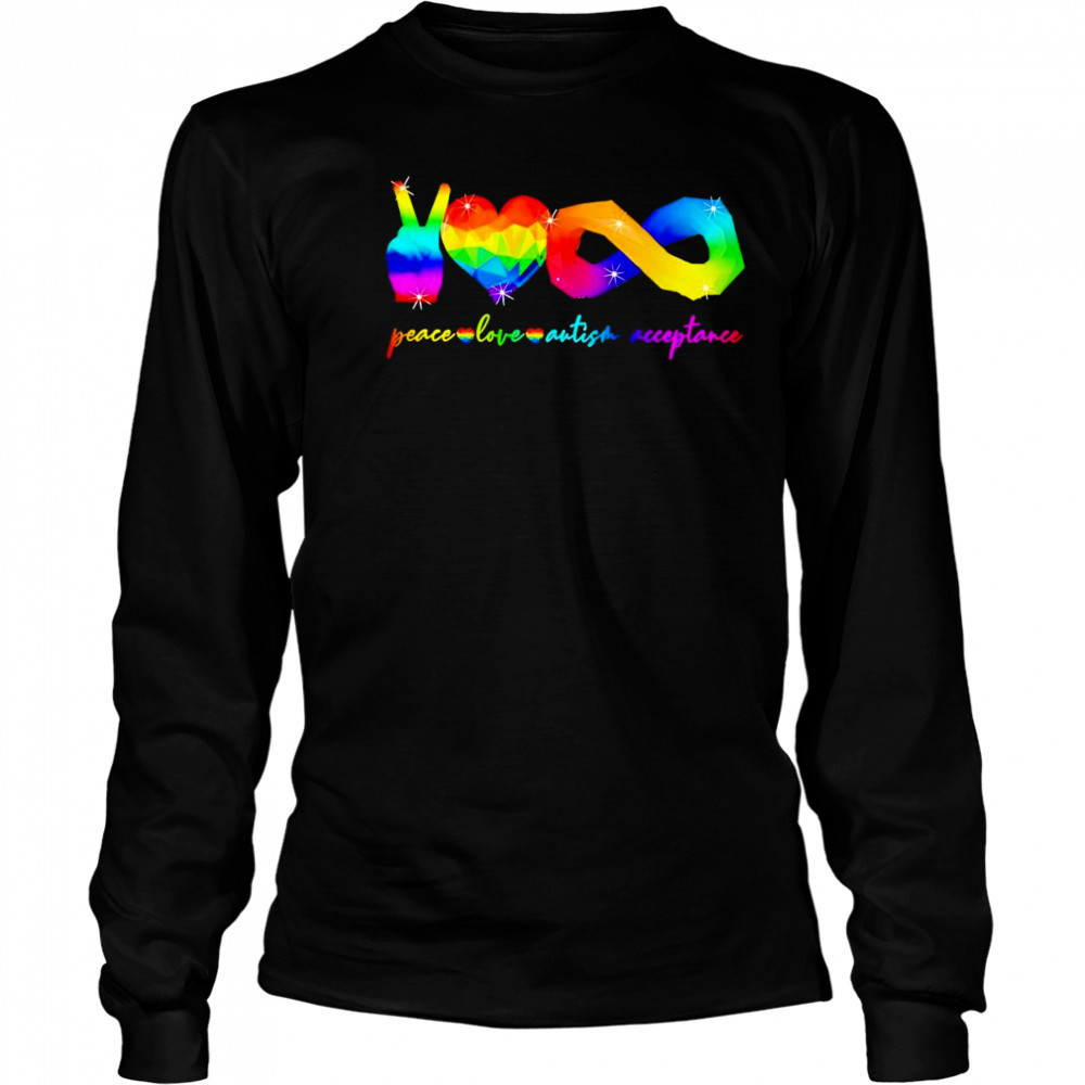 Peace love Autism acceptance shirt Long Sleeved