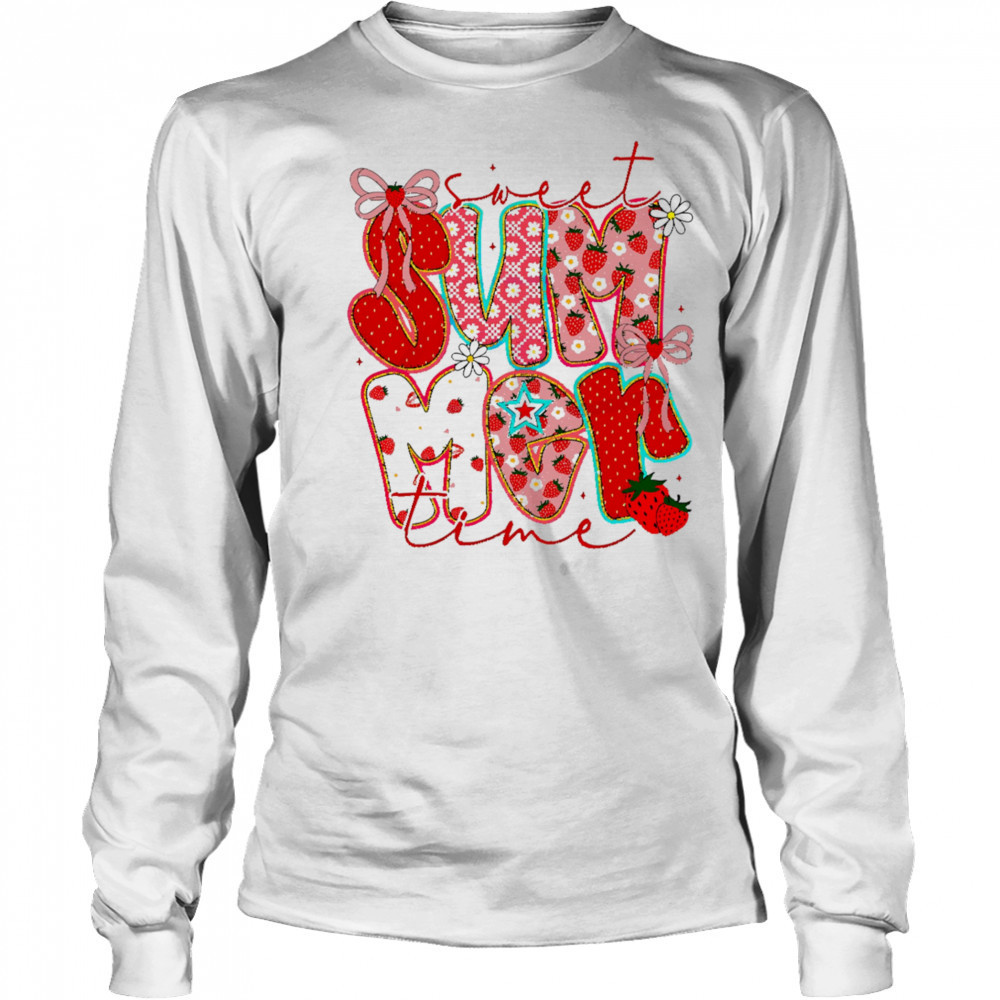 Sweet Summer Time Strawberry Coquette Glitter shirt Long Sleeved