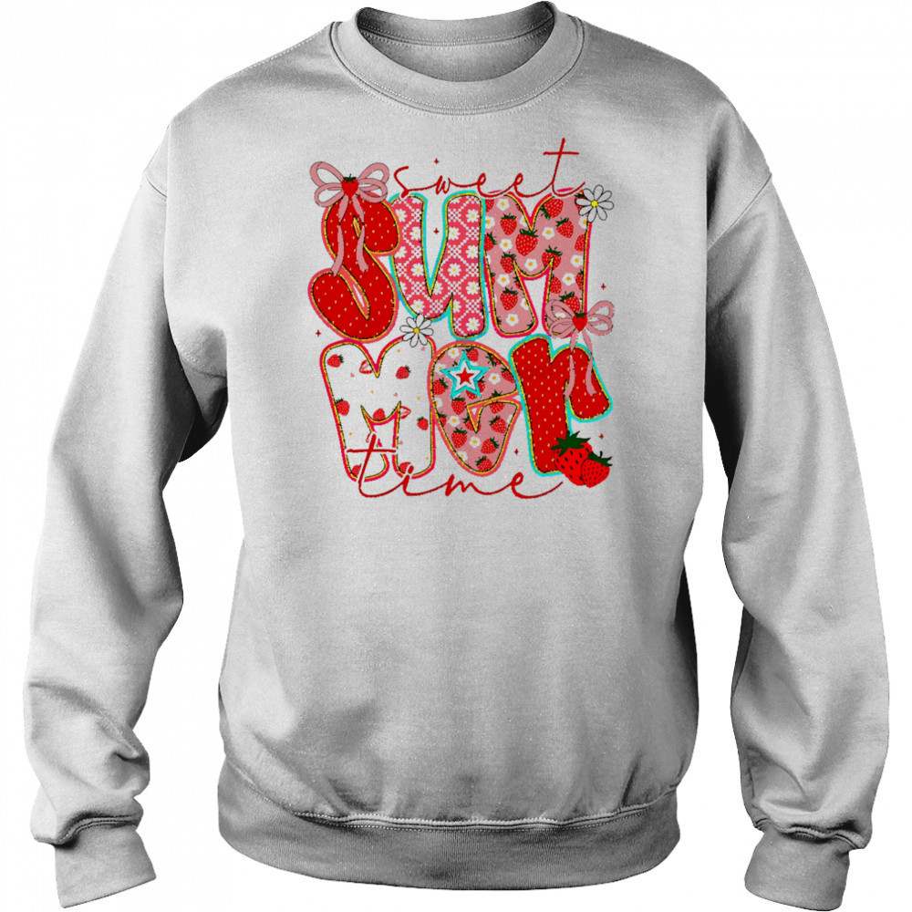 Sweet Summer Time Strawberry Coquette Glitter shirt Sweatshirt
