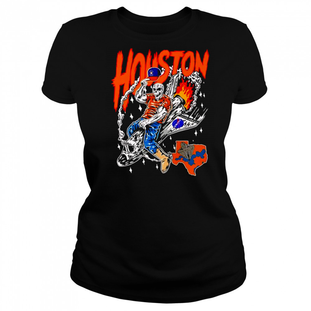 Houston Astros skeleton riding space ship shirt Women's T-shirt