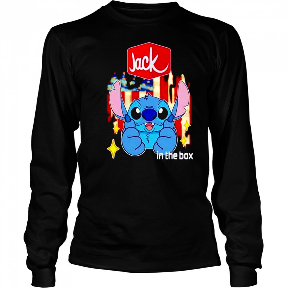 Jack in the box Stitch US flag 4th of July shirt Long Sleeved