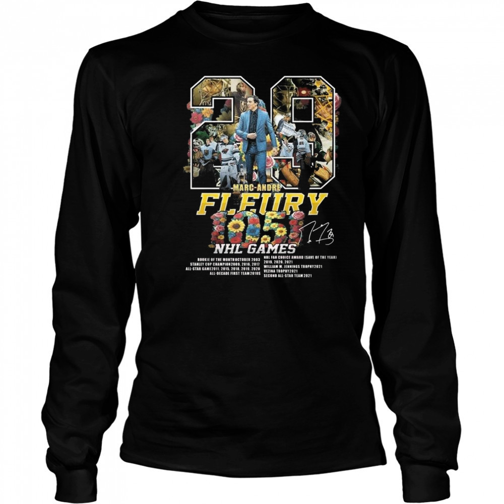 Marc Andre Fleury 1051 NHL Game Signature 2025 Shirt Long Sleeved