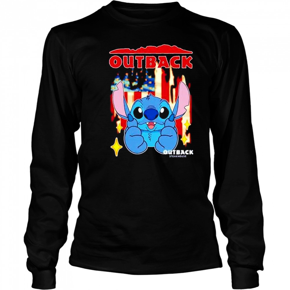 Outback Steakhouse Stitch US flag 4th of July shirt Long Sleeved