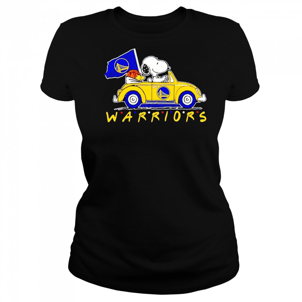 Snoopy and Woodstock driving car Golden State Warriors friends shirt Women's T-shirt