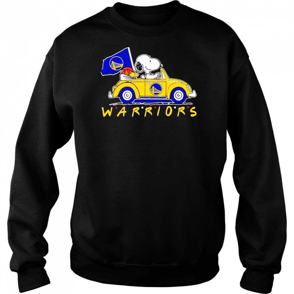 Snoopy and Woodstock driving car Golden State Warriors friends shirt Sweatshirt