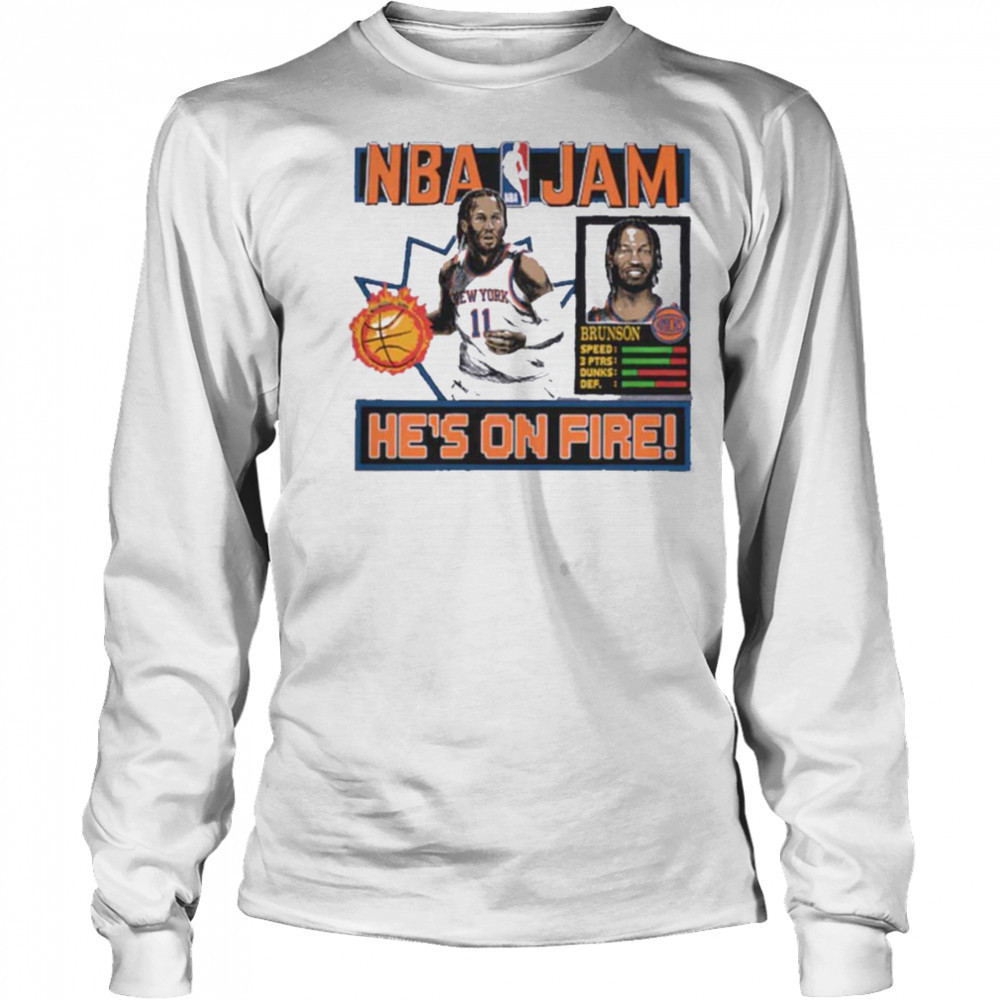 Jalen Brunson New York Knicks Homage Unisex NBA Jam Tri Blend T Shirt Long Sleeved