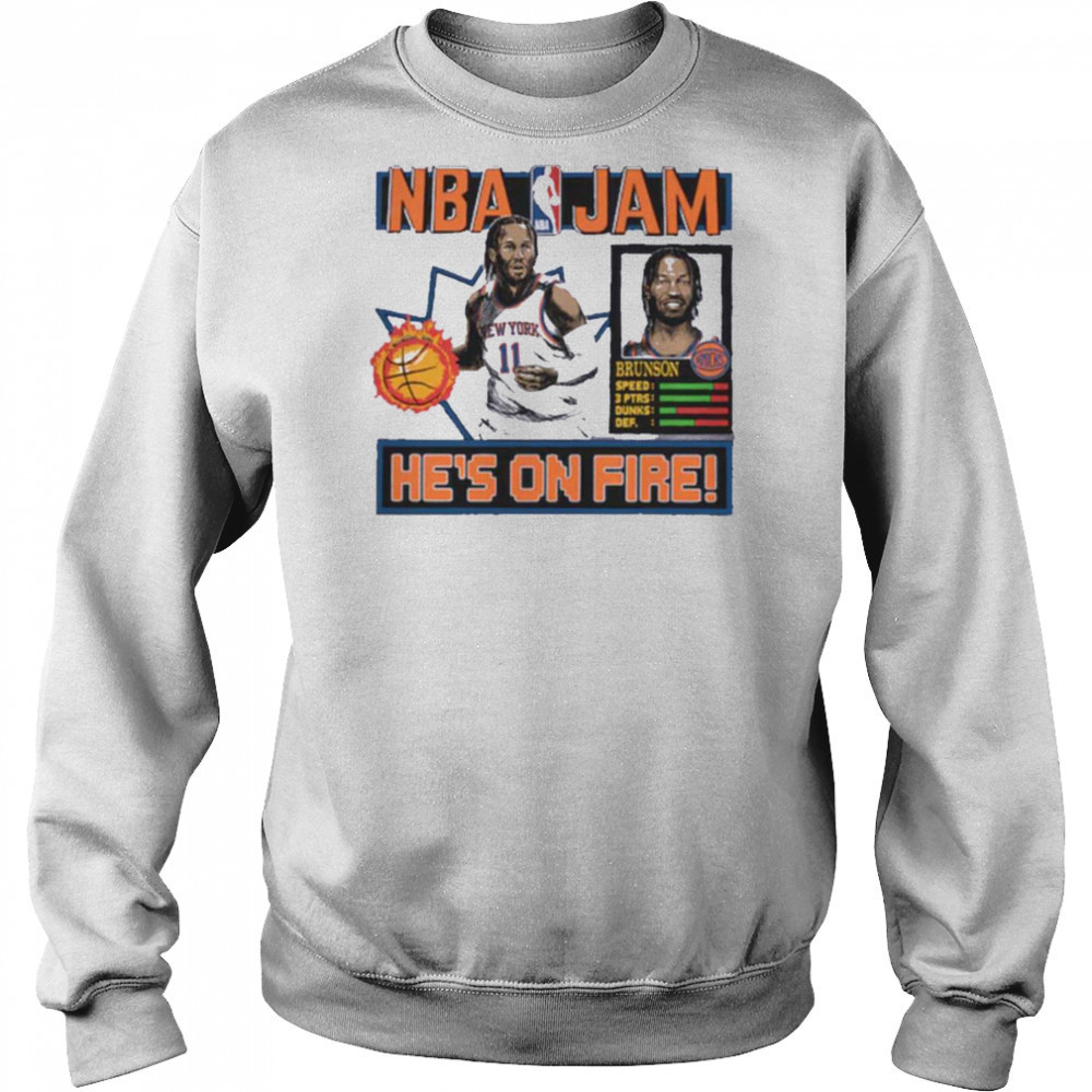 Jalen Brunson New York Knicks Homage Unisex NBA Jam Tri Blend T Shirt Sweatshirt