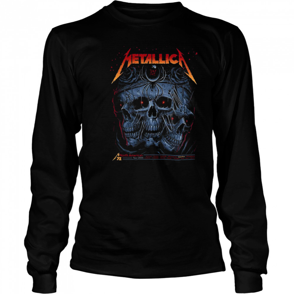 Metallica M72 Sonic Temple North American Tour 2025 Event Poster In Columbus Ohio At Historic Crew Stadium Unisex T Shirt Long Sleeved