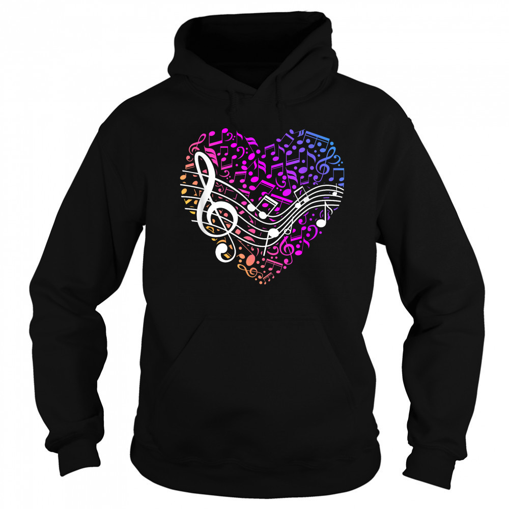 Musical Notes Heart Treble Clef Music T-Shirt Hoodie