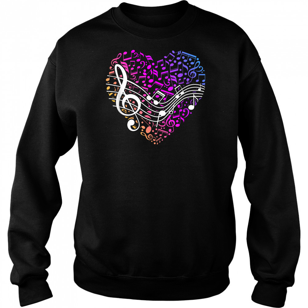 Musical Notes Heart Treble Clef Music T-Shirt Sweatshirt