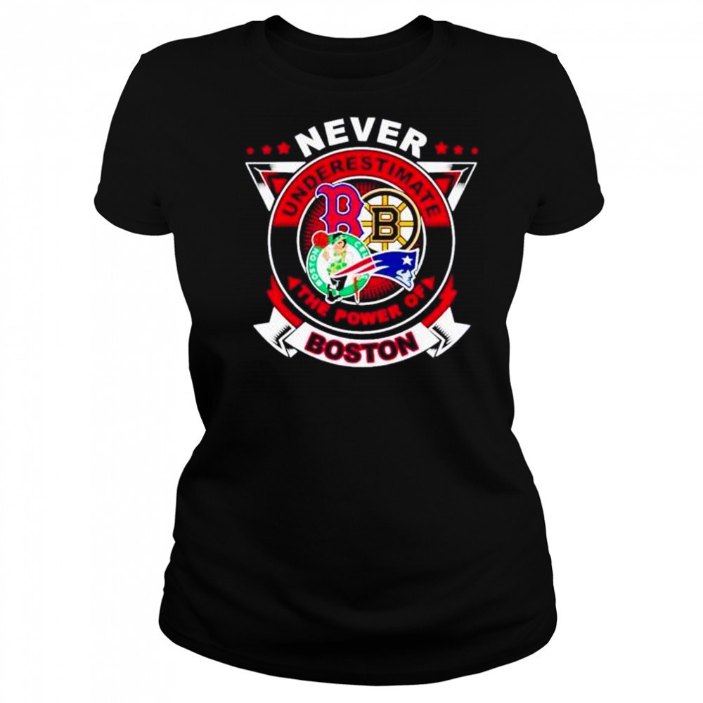 Never underestimate the power of Boston Red Sox Bruins Celtics Patriots shirt Women's T-shirt