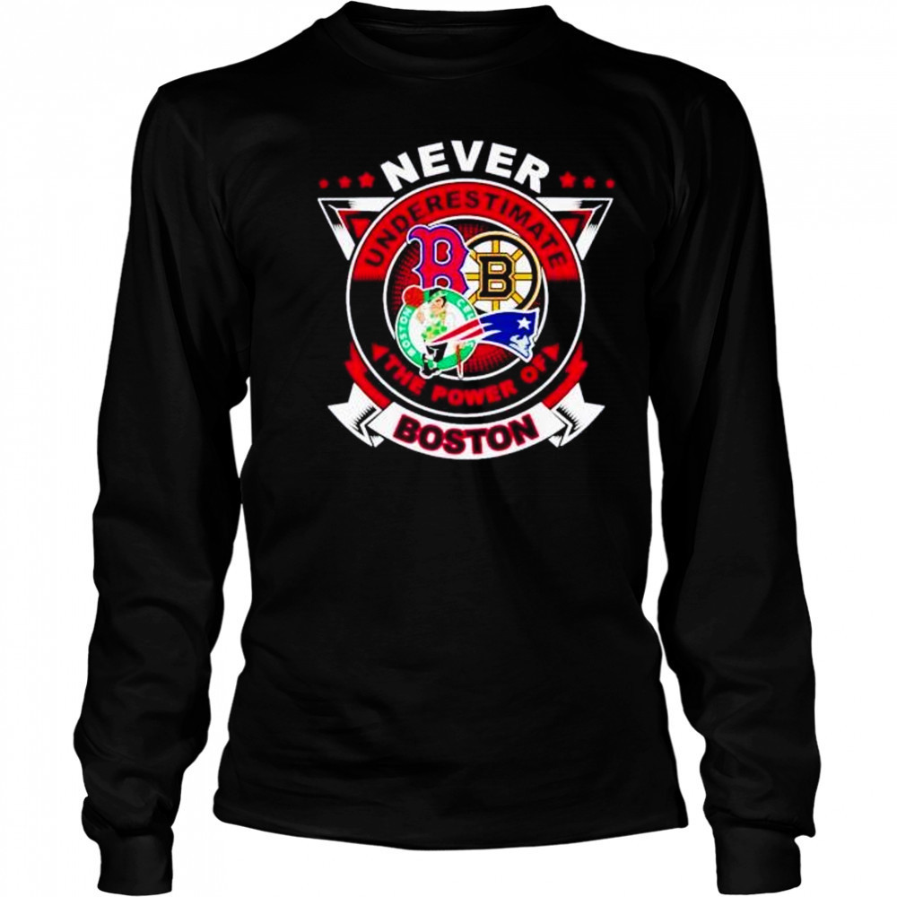 Never underestimate the power of Boston Red Sox Bruins Celtics Patriots shirt Long Sleeved