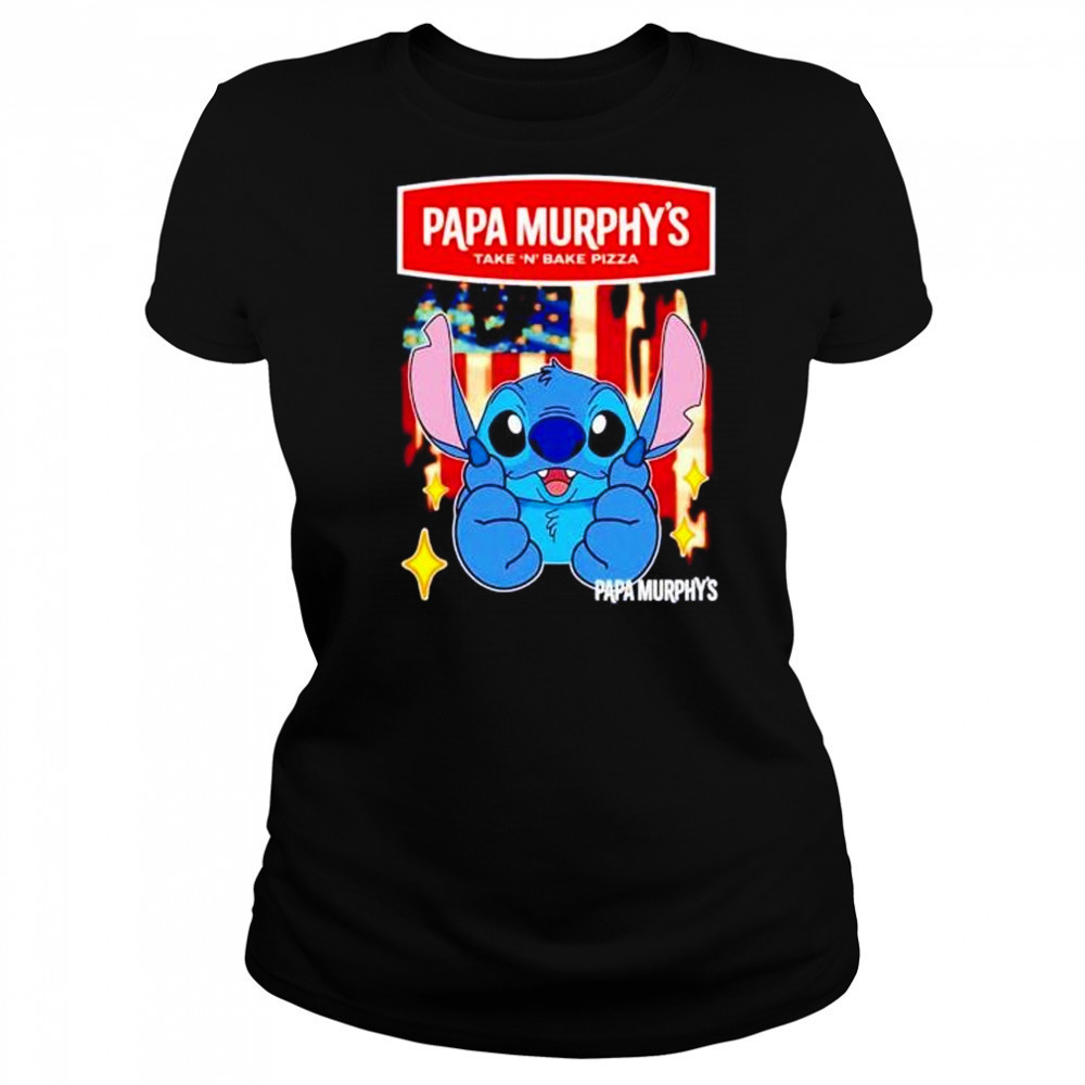 Papa Murphy’s take ‘n bake pizza Stitch US flag 4th of July shirt Women's T-shirt