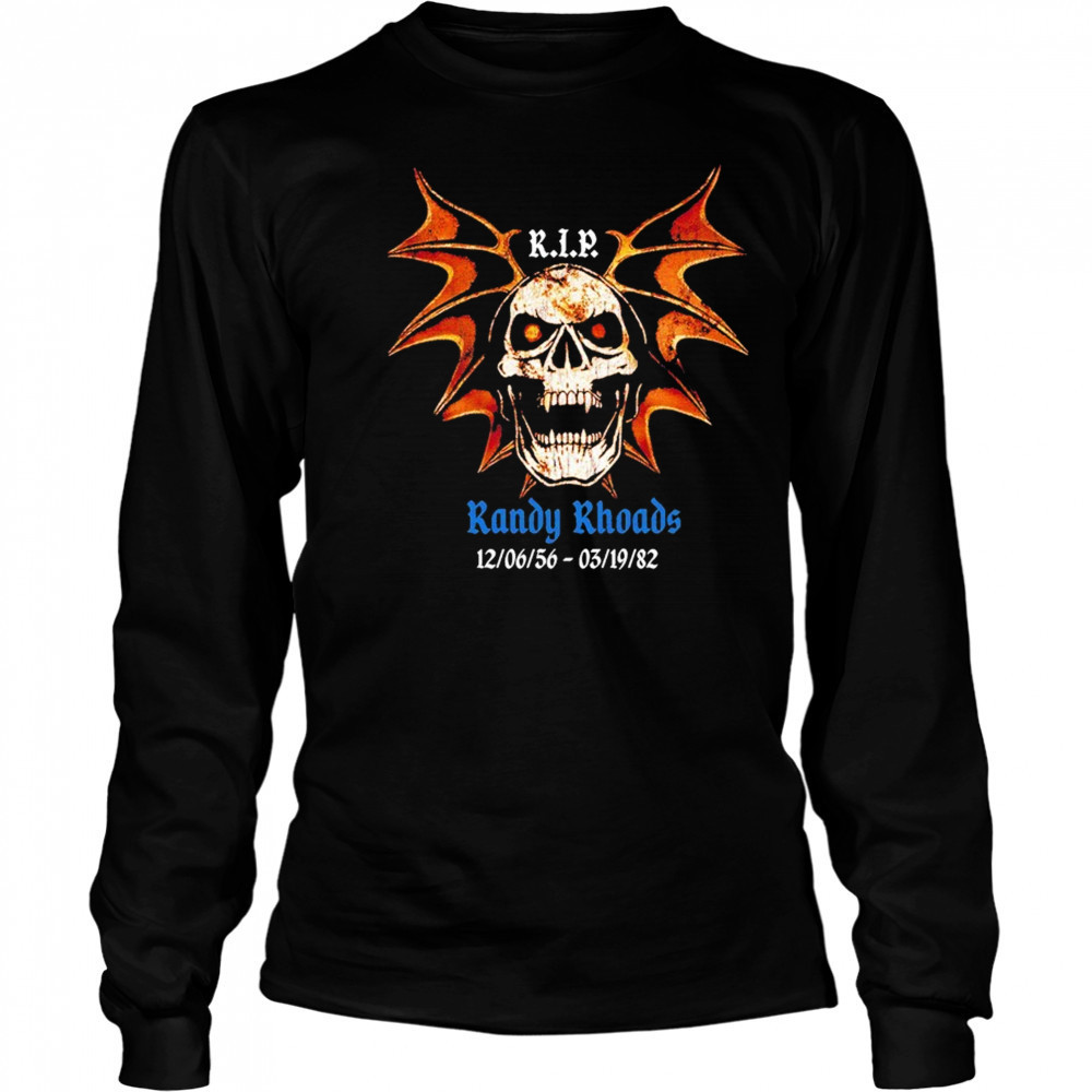Randy Rhoads Rip Skull Bat Wings T-shirt Long Sleeved