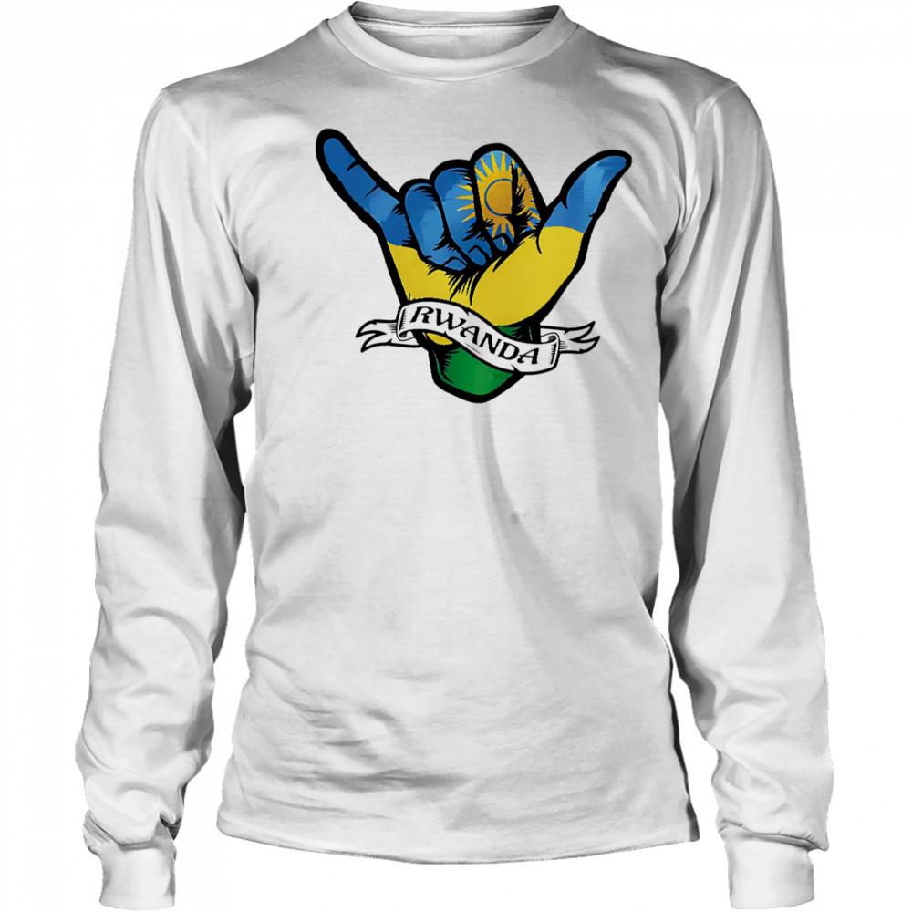 Rwanda Flag Shaka Hand Symbol shirt Long Sleeved