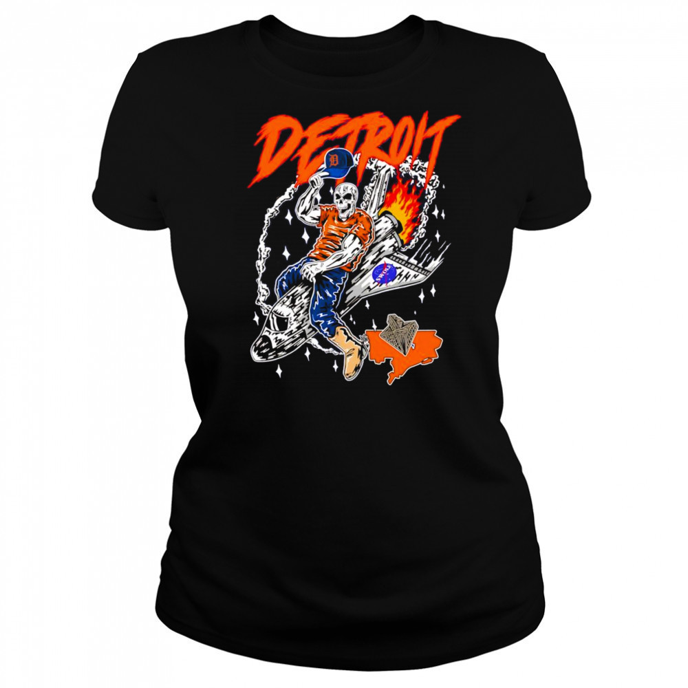 Skull Detroit Tigers riding space ship shirt Women's T-shirt