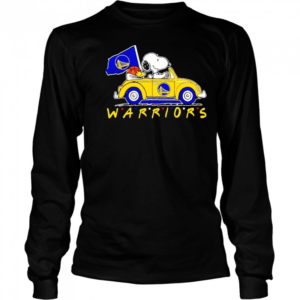 Snoopy and Woodstock driving car Golden State Warriors friends shirt Long Sleeved