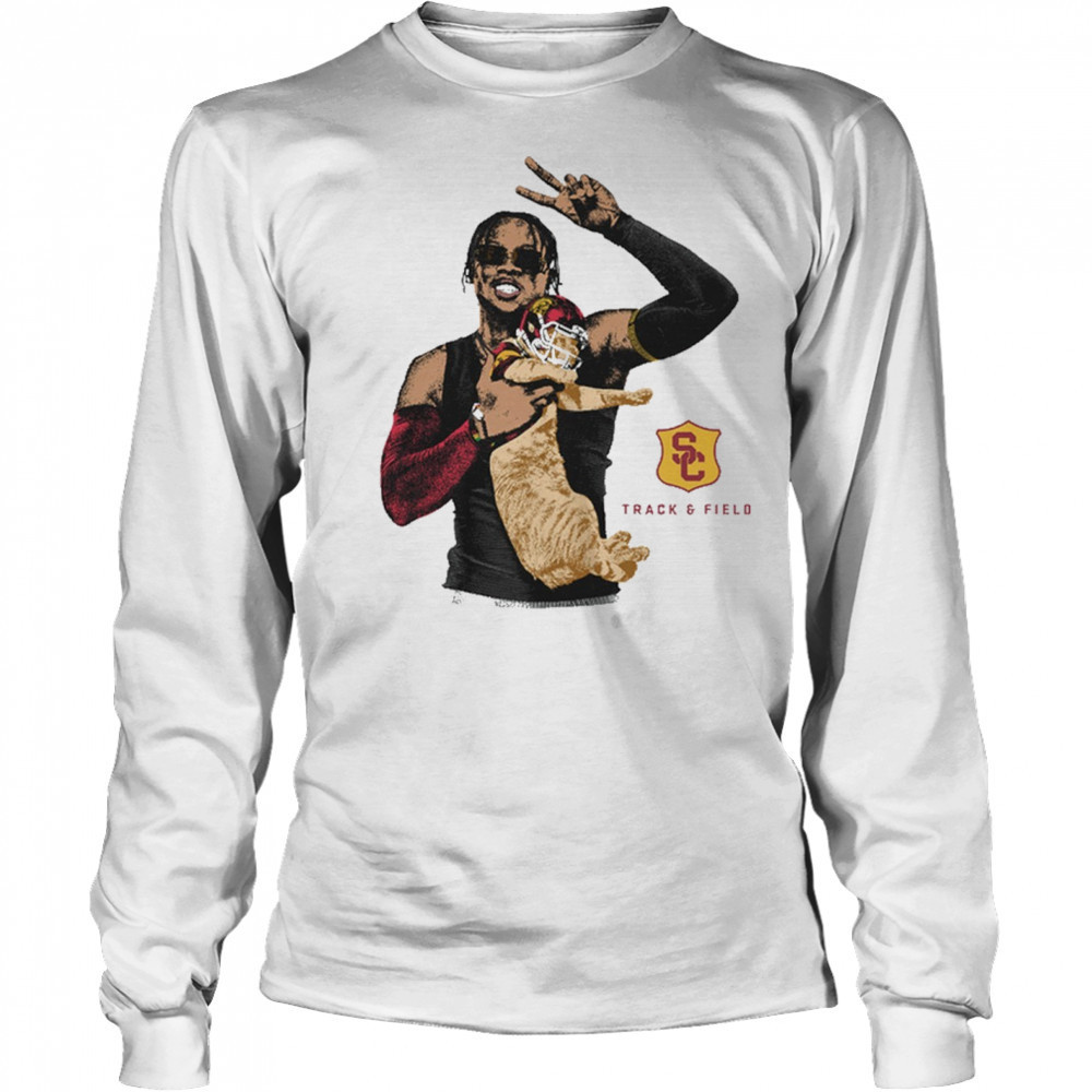 Travis Williams USC Trojans Track & Field NCAA Division I Portrait Cat t-shirt Long Sleeved