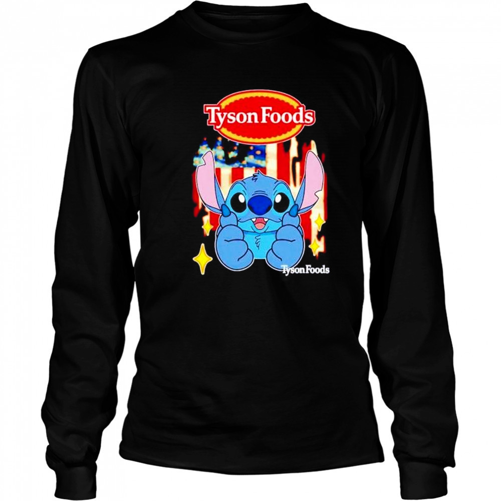 Tyson Foods Stitch US flag 4th of July shirt Long Sleeved