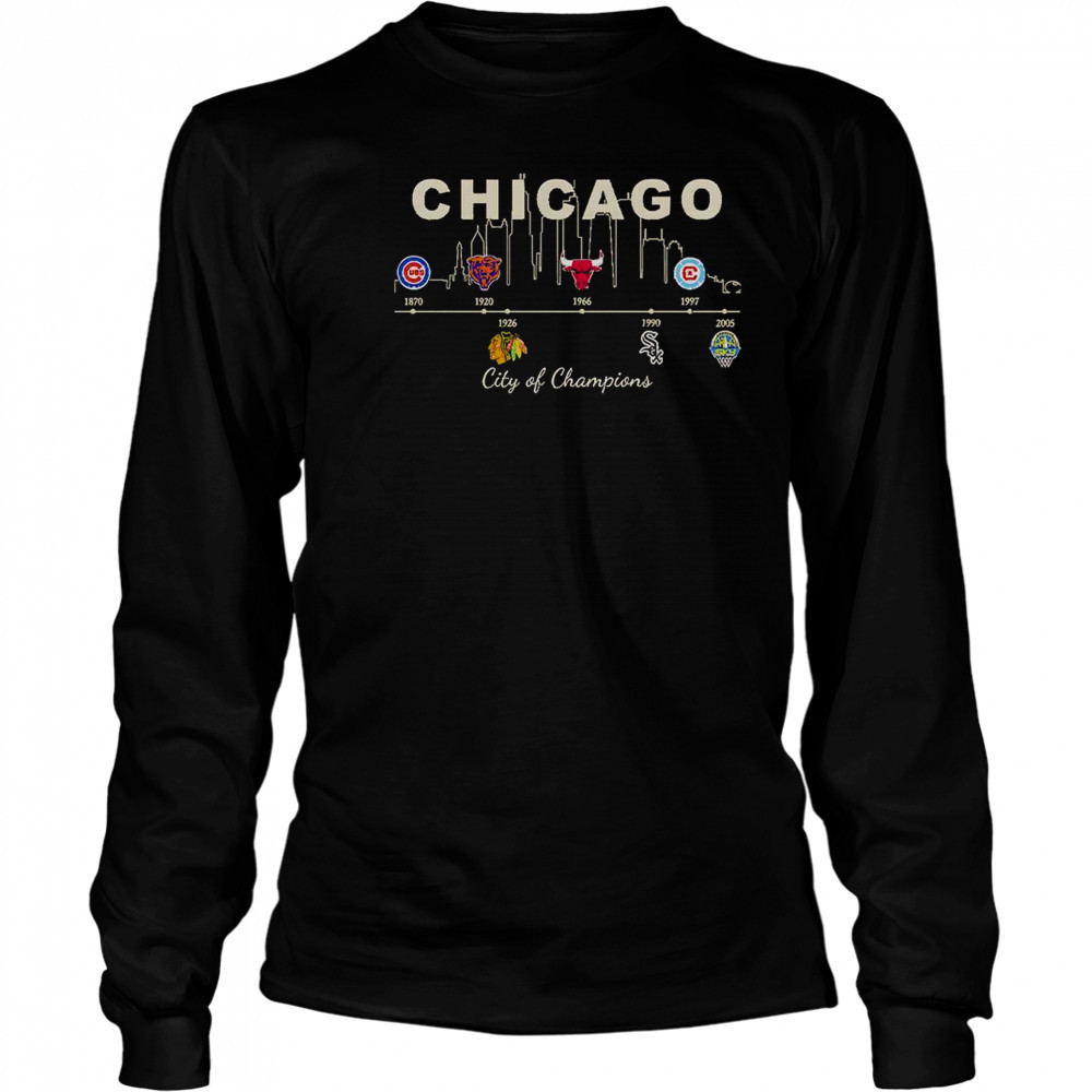 Chicago Sports History City Of Champions T-Shirt Long Sleeved